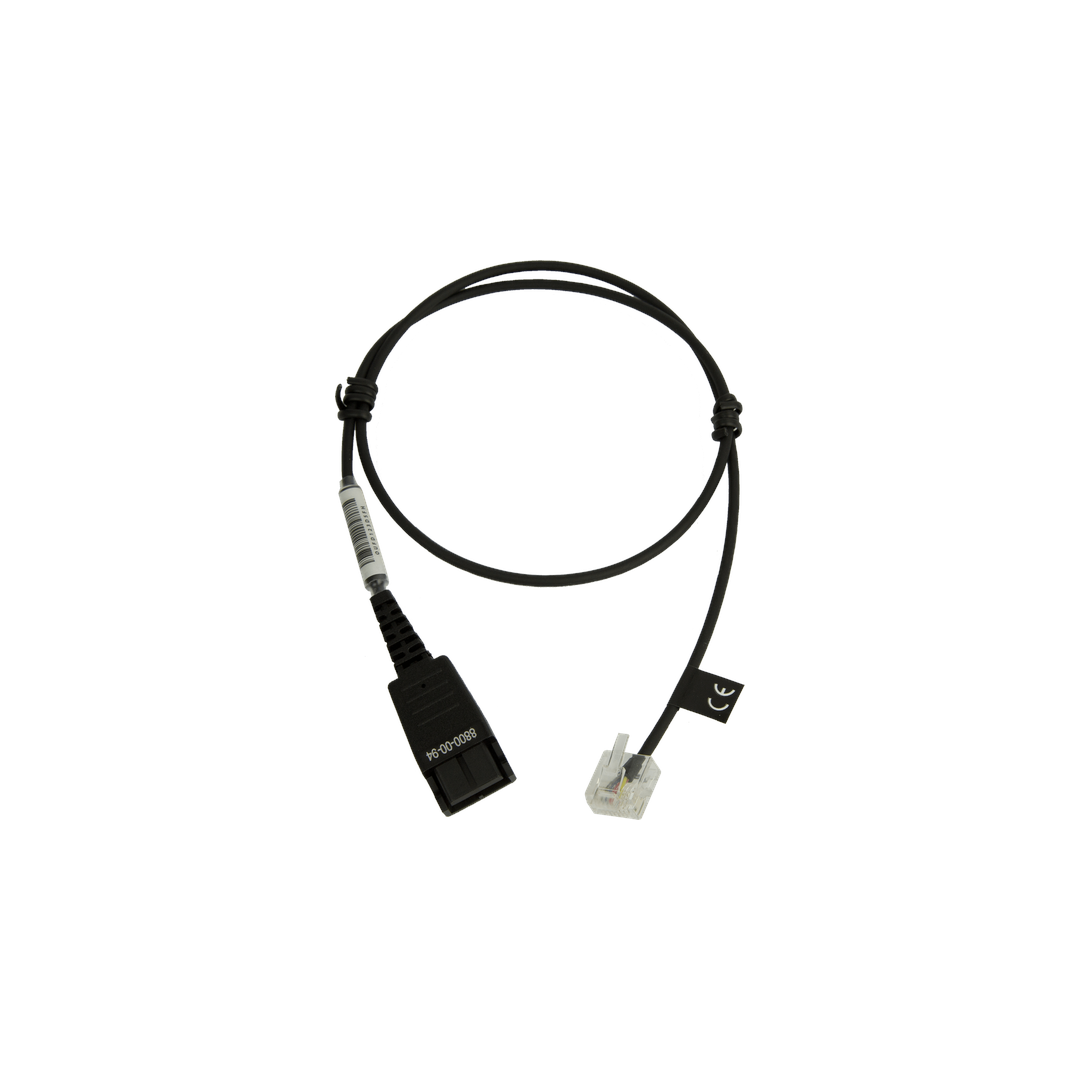 Jabra Quick Disconnect (QD) to Modular (RJ) Straight Bottom Cord, 0.5 Meter
